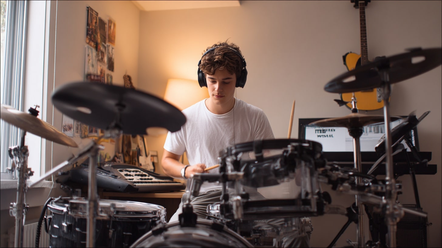 Premiers pas en musique avec une batterie électronique, accessible et intuitive pour débuter